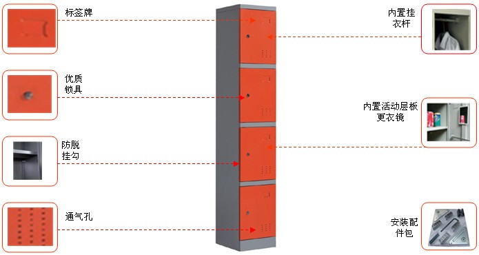 鋼制四門更衣柜