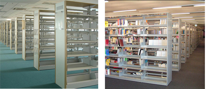 圖書館家具|圖書架|辦公家具|單柱雙面人字型書架